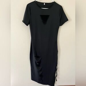 Short Sleeve Sexy Wrap Party Slim Hollow Out Evening Dress New In Package Sz M
